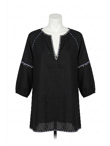 Hatch Maternity The Embroidered Peasant Top in Black (view 1)