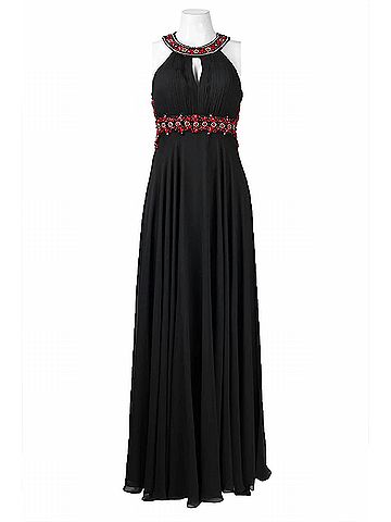 Sue Wong Beaded Cutout Back Evening Dress in Black (view 2)