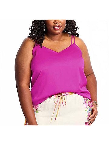 Skies Are Blue V Neck Cami Top - Plus in Orchid (view 2)