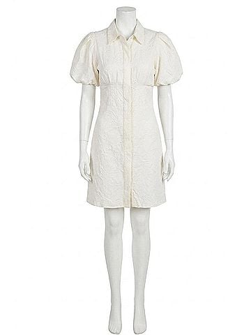 Emily McCarthy Britt Puffed Sleeves Mini Dress in Gardenia (view 1)
