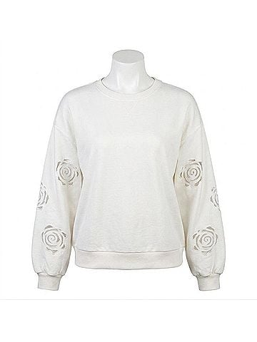 Charlie B Long Sleeve French Terry Top in White (view 1)