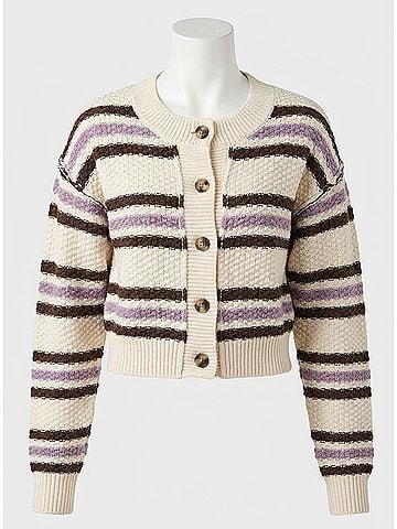 Free People Lila Stripe Cardigan in Ivory Combo (view 1)