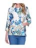 MULTIPLES Graphic White Drawstring Cowl Neck Print Top in Ivory Mix Size M - photo 2