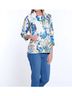 MULTIPLES Graphic White Drawstring Cowl Neck Print Top in Ivory Mix Size M - photo 3