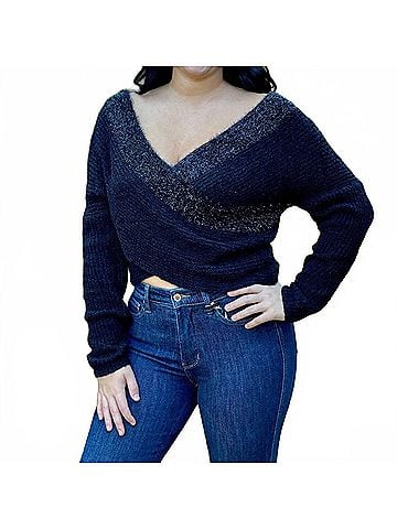 ee:some Cocktails And Conversations V-Neck Sweater in Black (view 2)