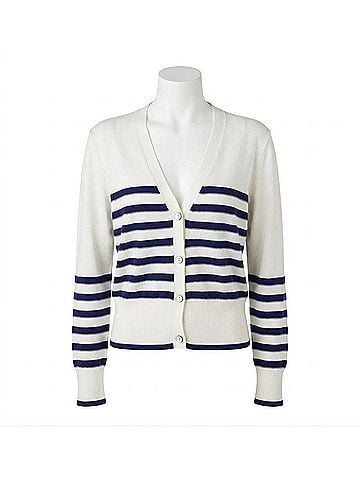 Brodie Brynn Breton Stripe Cardigan in Ice Water (view 1)