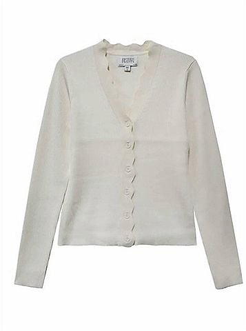 Fifteen Twenty Bliss Scallop Edge Cardigan in Cream (view 1)
