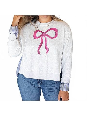ee:some Wrapped With A Bow Blouse in Grey / Navy (view 2)