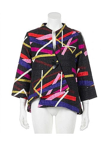 Joseph Ribkoff Abstract Textured Trapeze Jacket in Black Multi (view 1)