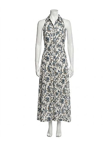 Veronica Beard Mackey Paisley Halter Midi Dress in Dove White Multi (view 1)