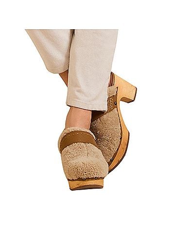 FRYE Women's Jessica Shearling Clog in Tan (view 2)