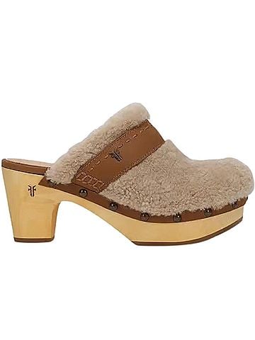 FRYE Women's Jessica Shearling Clog in Tan (view 1)