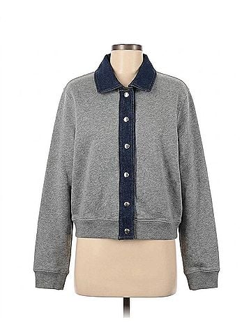 Tanya Taylor Rita Cozy Terry Knit Jacket in Heather Grey (view 1)