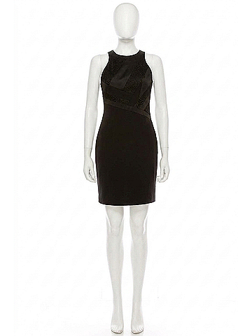 Aidan Mattox Asymmetrical Lace Mini Dress in Black (view 1)