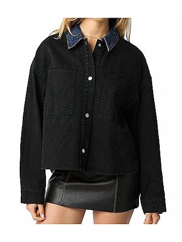 Olivaceous Ricki Contrast Jacket in Black Denim (view 2)