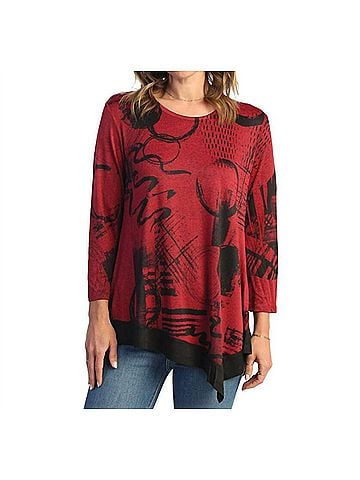Jess & Jane Jazzy Asymmetrical Slinky Top in Napoli (view 2)