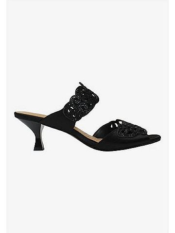J. Renee Women's Francie Slide Sandals in Black/Black Shiny Satin (view 1)