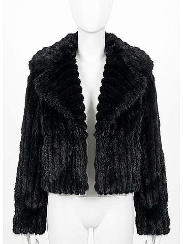 Show Me Your Mumu Salt Lake City Cropped Faux Fur Jacket in Black (view 1)