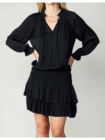 Current Air Shira Pleated Mini Dress in Black (view 2)