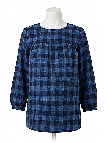 Hatch The Delfina Maternity Plaid Top in Blue (view 1)