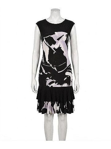 Frank Lyman Design Geva Frill Hem Mini Dress in Black And Lavender (view 1)