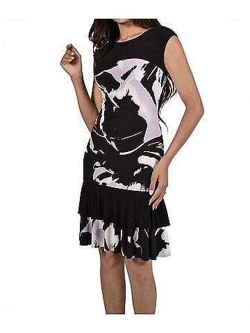 Frank Lyman Design Geva Frill Hem Mini Dress in Black And Lavender (view 2)