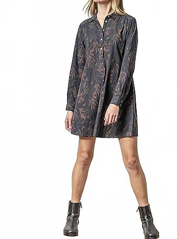 Lilla P Belted Long Sleeve Shirt Dress in Onyx/Java Print (view 2)