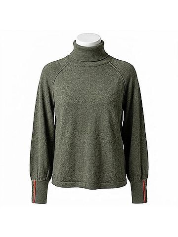 Lilla P Women's Snap Cuff Turtleneck Sweater in Moss (view 1)