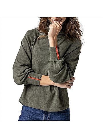 Lilla P Women's Snap Cuff Turtleneck Sweater in Moss (view 2)