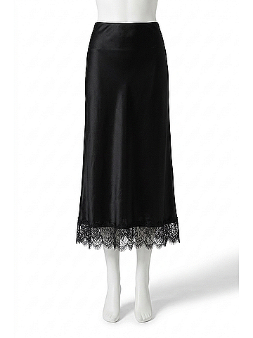 Favorite Daughter Lacy Favorite Satin Midi Skirt in Black (view 1)