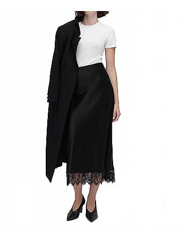 Favorite Daughter Lacy Favorite Satin Midi Skirt in Black (view 2)