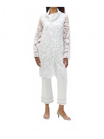 Joseph Ribkoff Sheer Geometric Jacket in White (view 2)