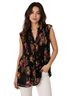 Ninety 100% Polyester Floral Black Multi Color Sleeveless Top Size L - photo 1