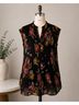 Ninety 100% Polyester Floral Black Multi Color Sleeveless Top Size L - photo 8