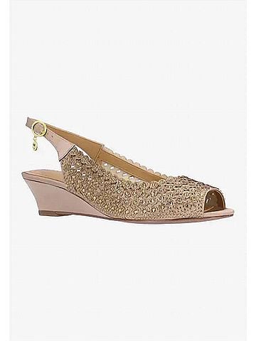 J. Renee Women's Malorie Sling Back Pumps in Beige Satin/Stones (view 2)