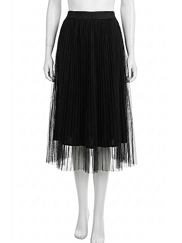 ee:some Mesh Pleated Midi Skirt in Black (view 1)