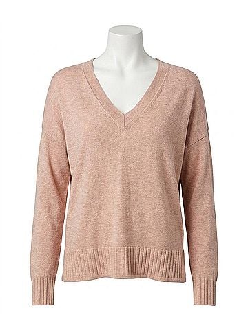 Lilla P Easy Back Seam Vneck Sweater in Cameo (view 1)