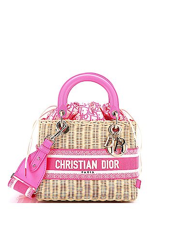 Christian Dior Lady Dior Bag Wicker and Oblique Canvas Medium (view 1)