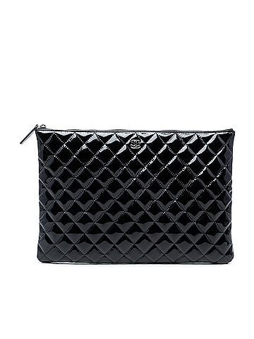 Chanel Large Quilted Patent O Case Clutch (view 1)