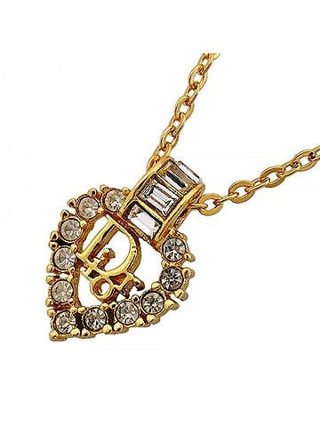 Christian Dior Christian Dior Necklace, GP Plated, Rhinestone, Gold, Women's (view 1)