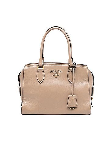 Prada Small City Calf Trimmed Saffiano Top Handle Bag (view 1)