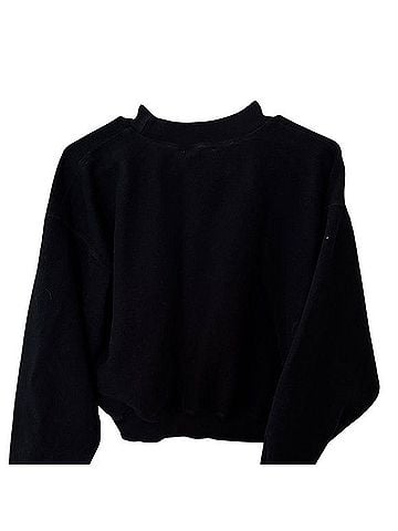 madhappy Cropped Black Crew Neck Sweater Sweatshirt (view 2)
