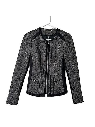 White House Black Market Tweed Moto Jacket Blazer Jacket (view 1)