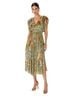 CO Print Green Gold Cocktail Dress Size M - photo 1