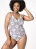 Jantzen Floral Red White One Piece Swimsuit Size 14 - photo 4
