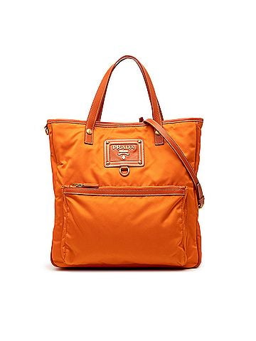 Prada Saffiano Trimmed Tessuto Logo Oro Satchel (view 1)