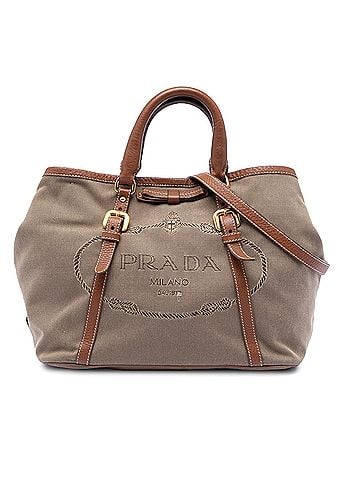 Prada Canvas Canapa Logo Bow Satchel (view 1)