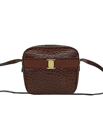 Salvatore Ferragamo Salvatore Ferragamo Vintage Vara Ribbon Leather Shoulder Bag, Brown, 76325 (view 1)