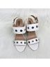 AMS 100% Faux Leather Solid White Sandals Size 10 - photo 5