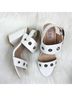 AMS 100% Faux Leather Solid White Sandals Size 10 - photo 3